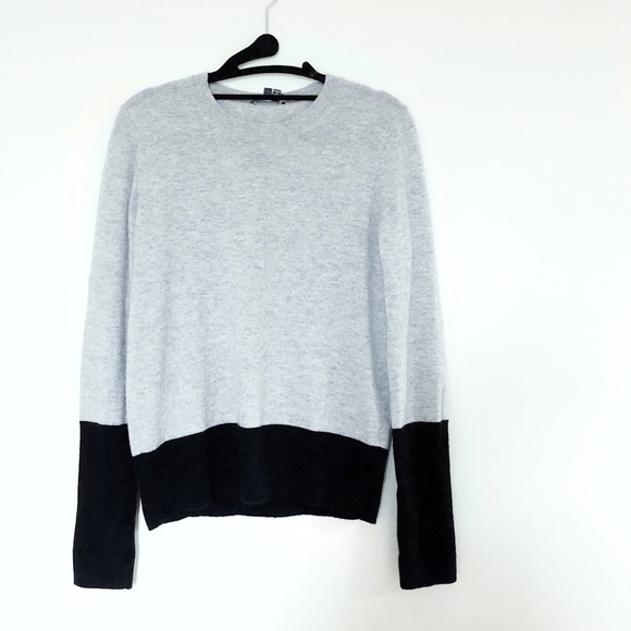 Vince Sweaters - Vince • Black and Grey Colorblock Cashmere Sweater